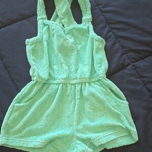 Disney Green Jumpsuit with Elastic Waist and Sleeveless Design